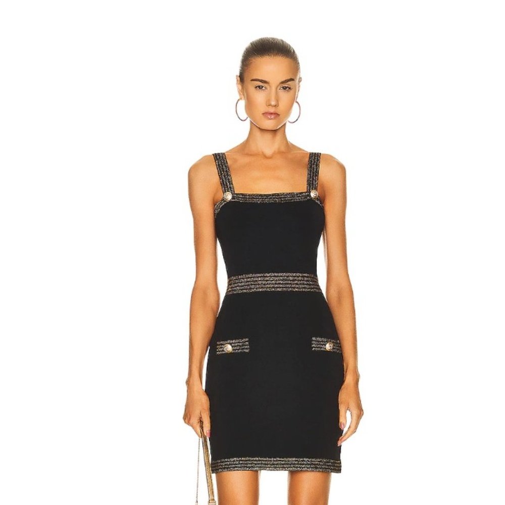 L'Agence AIDEN SLEEVELESS black and gold KNIT DRESS